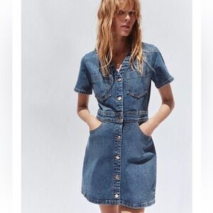 🎉SALE🎉 NWT Zara LIGHT BLUE Denim Mini Dress